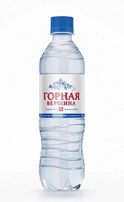 Вода "Горная вершина" 0.5 литра, негаз., ПЭТ, 12 шт. в уп.