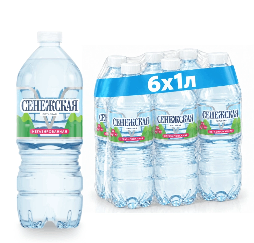 Вода питьевая Сенежская Негазированная 1 литр, 6 шт